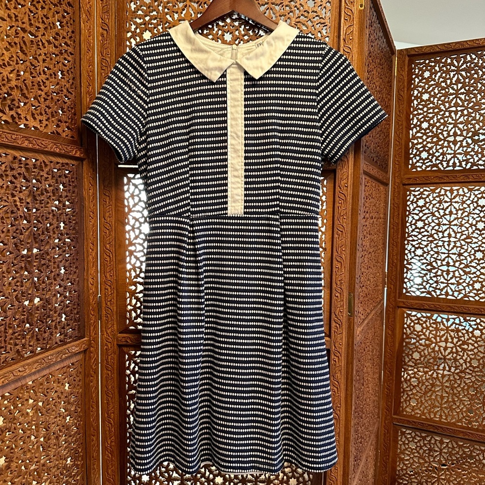 🚺 Frock Shop navy/white striped dress with collar